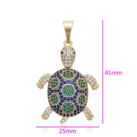 Turtle Necklace Luxury CZ Stone 14k Gold Plated Jewelry - Picture 2 of 15